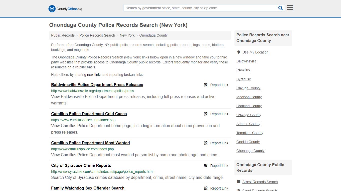 Onondaga County Police Records Search (New York) - County Office